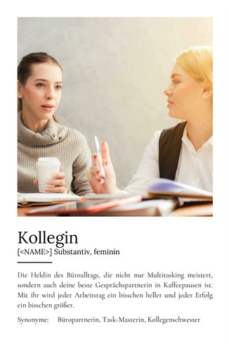 "Kollegin" Definition - Geschenk als Poster, Leinwand erstellen. Eigene Fotos und Text.
