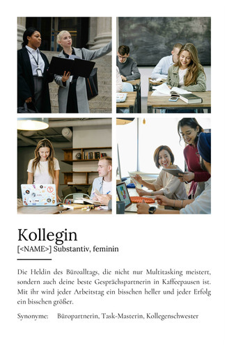 "Kollegin" Definition - Geschenk als Poster, Leinwand erstellen. Eigene Fotos und Text.