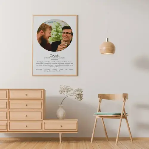 Definitions-Poster Cousin mit Foto - Duden-Stil