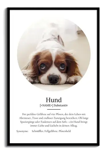 "Hund" Definition - Geschenk als Poster, Leinwand erstellen. Eigene Fotos und Text.