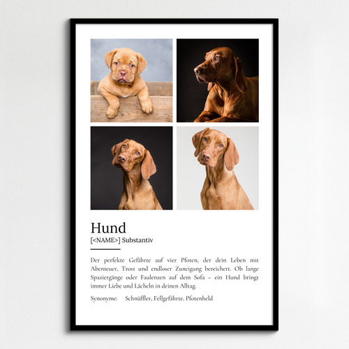 "Hund" Definition - Geschenk als Poster, Leinwand erstellen. Eigene Fotos und Text.