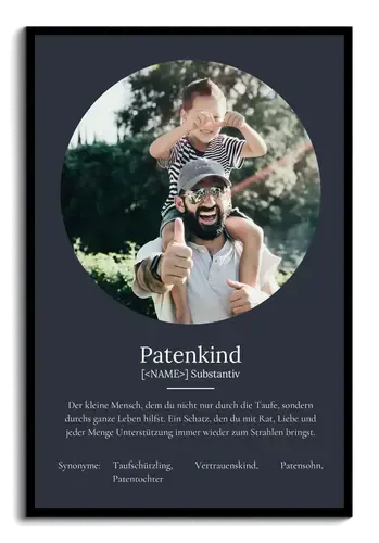 "Patenkind" Definition - Geschenk als Poster, Leinwand erstellen. Eigene Fotos und Text.