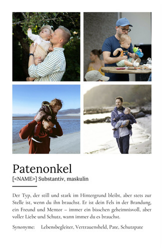 "Patenonkel" Definition - Geschenk als Poster, Leinwand erstellen. Eigene Fotos und Text.