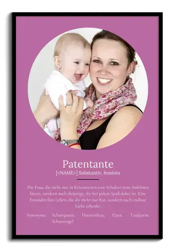 "Patentante" Definition - Geschenk als Poster, Leinwand erstellen. Eigene Fotos und Text.