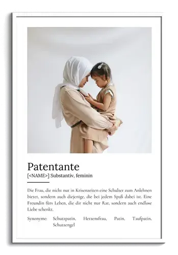"Patentante" Definition - Geschenk als Poster, Leinwand erstellen. Eigene Fotos und Text.