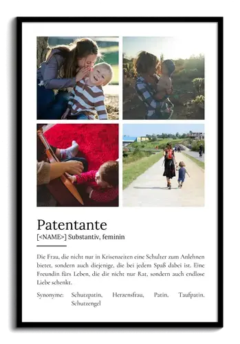 "Patentante" Definition - Geschenk als Poster, Leinwand erstellen. Eigene Fotos und Text.