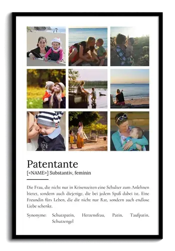"Patentante" Definition - Geschenk als Poster, Leinwand erstellen. Eigene Fotos und Text.