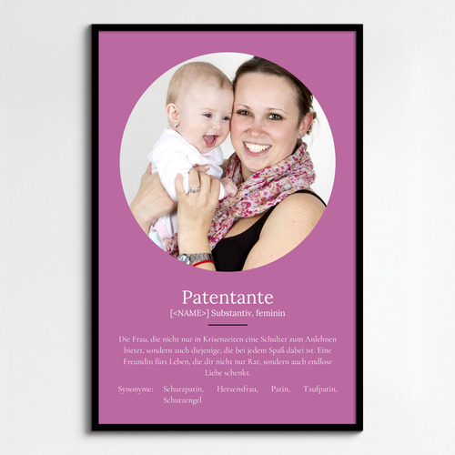 "Patentante" Definition - Geschenk als Poster, Leinwand erstellen. Eigene Fotos und Text.