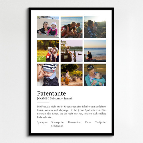 "Patentante" Definition - Geschenk als Poster, Leinwand erstellen. Eigene Fotos und Text.