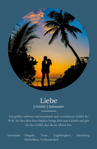 "Liebe" Definition - Geschenk als Poster, Leinwand erstellen. Eigene Fotos und Text.