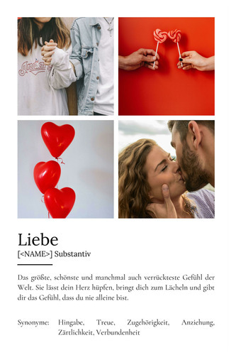 "Liebe" Definition - Geschenk als Poster, Leinwand erstellen. Eigene Fotos und Text.