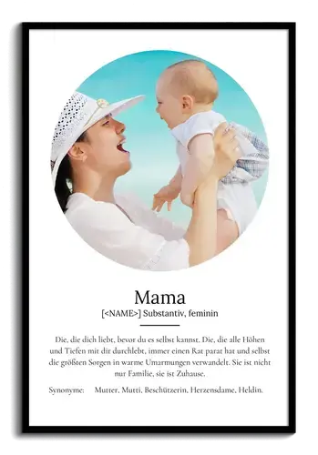 "Mama" Definition - Geschenk als Poster, Leinwand erstellen. Eigene Fotos und Text.