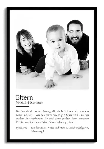 "Eltern" Definition - Geschenk als Poster, Leinwand erstellen. Eigene Fotos und Text.