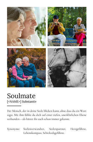 "Soulmate" Definition - Geschenk als Poster, Leinwand erstellen. Eigene Fotos und Text.
