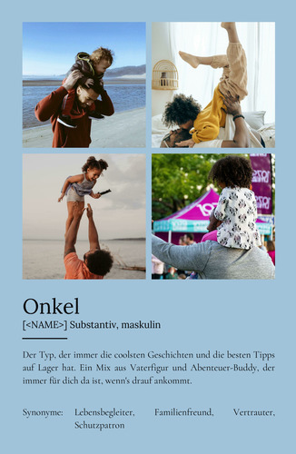 "Onkel" Definition - Geschenk als Poster, Leinwand erstellen. Eigene Fotos und Text.