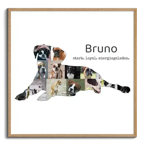 Hunde-Fotocollage "Boxer" erstellen. Eigene Fotos, Namen und Texte.
