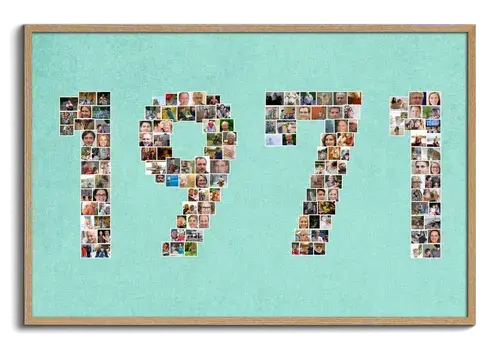 Geburtsjahr mit Zahlen als Fotocollage als kreative Geschenkidee