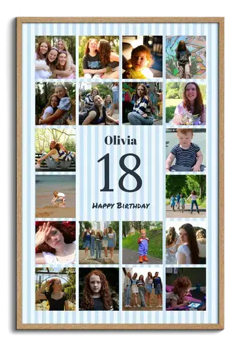 Fotocollage 18. Geburtstag Zahl mit Text