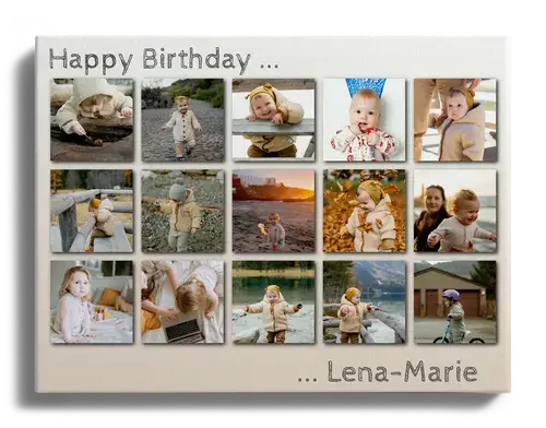 Raster Fotocollage mit Kinderbildern zum Geburtstag des Kindes
