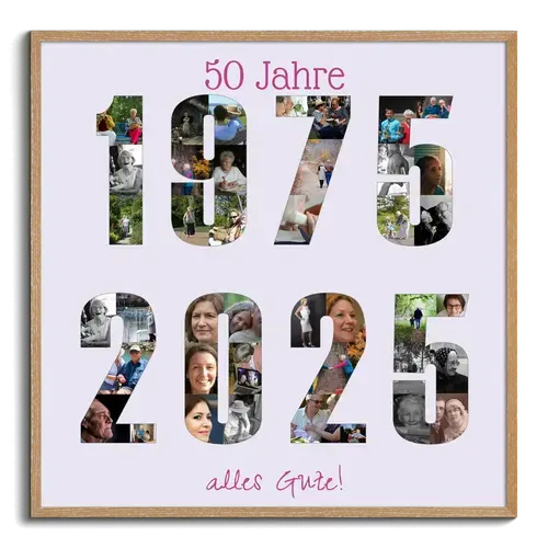 Jahreszahlen-Fotocollage – Gestalte 1975–2025 mit deinen Fotos, für Geburtstag & Jubiläum