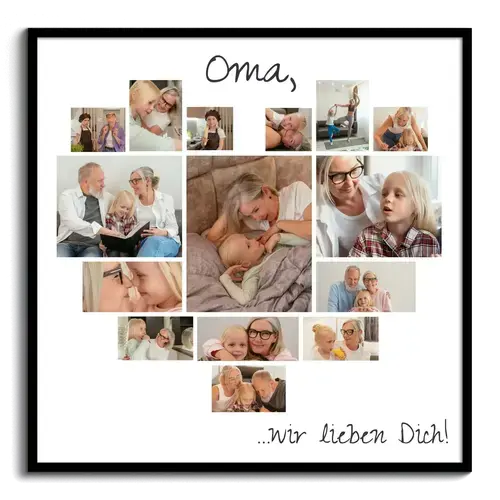 Fotocollage als Herz Oma wir lieben dich als besondere Aufmerksamkeit fuer Grosseltern