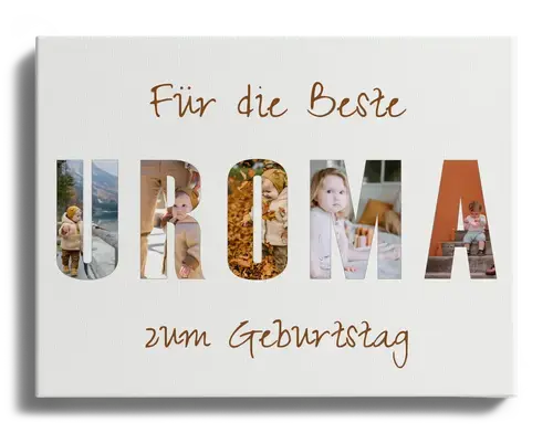 Fotos als Text Collage fuer die Beste UROMA zum Geburtstag