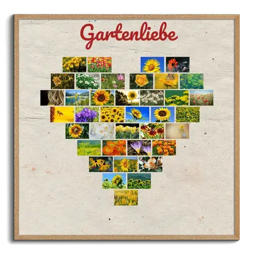 Fotocollage als Herz mit Gartenbildern