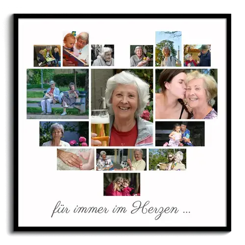 Poster „Für immer im Herzen“ – Fotocollage in Herzform gestalten