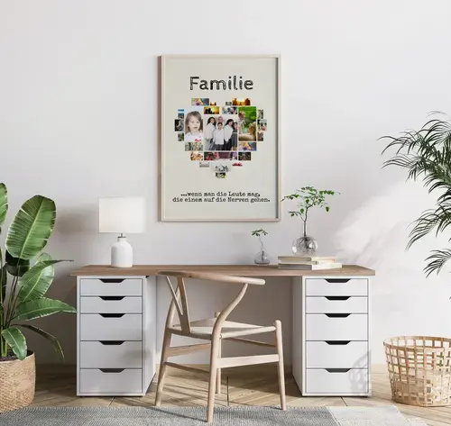 Herzcollage Familie mit Spruch personalisierbar