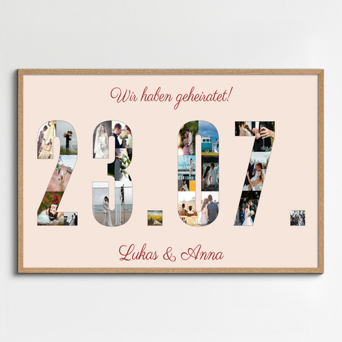 Fotocollage „Hochzeitsdatum“ – personalisiertes Geschenk zur Hochzeit