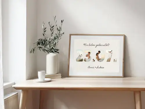 Hochzeitsdatum Collage Leinwand - Wir haben geheiratet