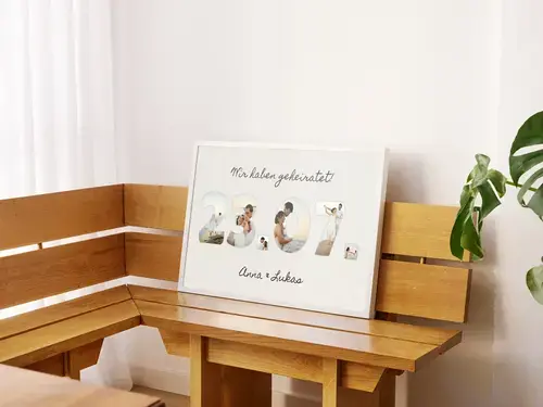 Hochzeitsdatum Collage Leinwand - Wir haben geheiratet