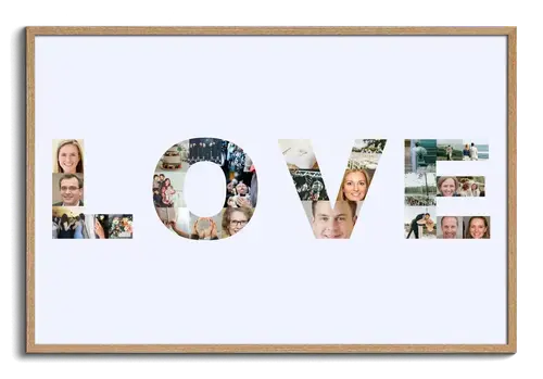 Schriftzug LOVE als Fotocollage