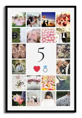 Zahlencollage 5 mit Fotos – gestalte jetzt: Geschenk für 5 Jahre Ehe, Paar, Jubiläum