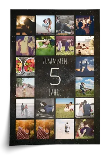 Zahlencollage 5 mit Fotos – gestalte jetzt: Geschenk für 5 Jahre Ehe, Paar, Jubiläum