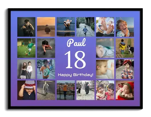 Fotocollage Zahl 18 – jetzt gestalten: Fotogeschenk zum 18.: Geburtstag, Volljährigkeit Fotocollage Zahl 18 – jetzt gestalten: Fotogeschenk zum 18.: Geburtstag, Volljährigkeit