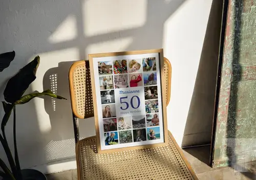 Zahlencollage 50 – Name & Gruß, 20–80 Fotos