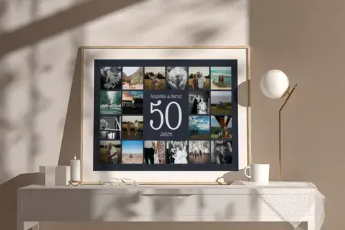 Zahl-Fotocollage Goldene Hochzeit (20–80 Fotos)