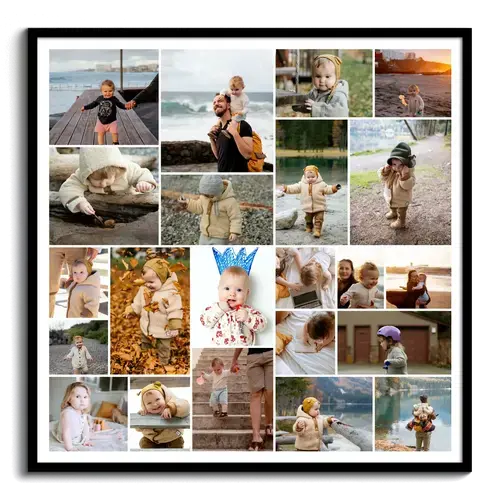 Fotocollage „Familie“ mit 22 Bildern – quadratisches Poster 50x50cm