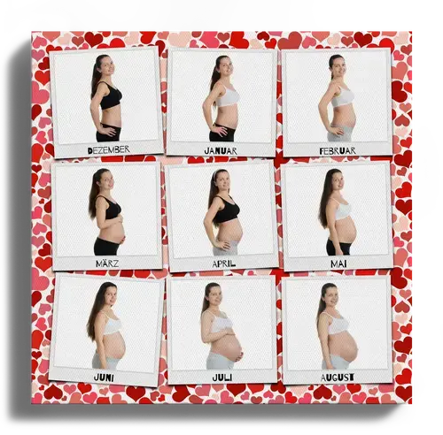 Fotocollage „Babybauch“ – 9 Polaroids mit individueller Beschriftung
