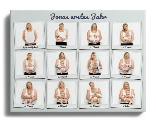 Fotocollage „Dein erstes Jahr“ im Polaroidstil – Poster 50x60cm