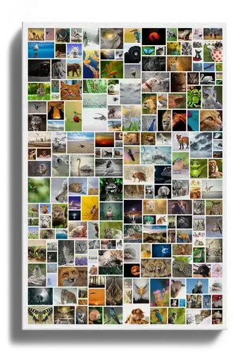 Kunst aus sehr vielen Fotos als kreative Collage. Premium-Druck auf Leinwand, Acryl, Dibond oder Poster