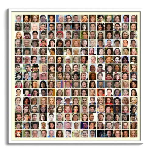 Fotocollage mit mehr als 220 Bildern erstellen. Raster-Vorlage mit bis zu 15x15 Fotos individuell gestalten. Druck oder Download bestellen.