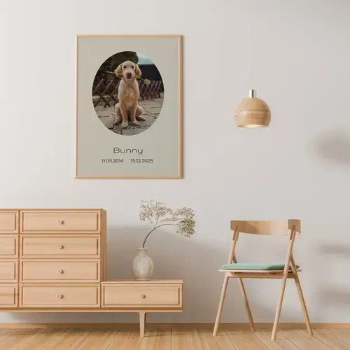 Trauer-Collage Hund mit Einzelbild, Namen & Daten