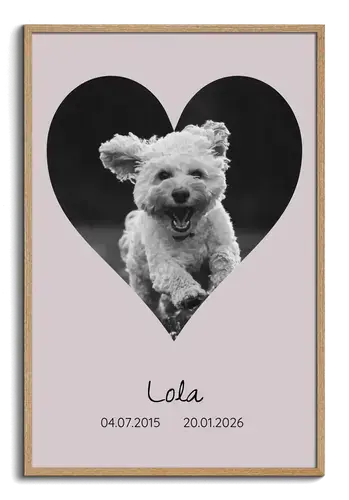 Trauer-Fotocollage Hundesilhouette, Name & Jahre