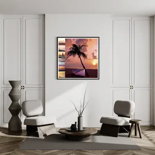 Natur Collage: Strände & Berge im Premium-Druck