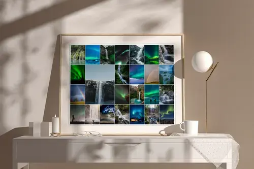 Naturphänomene-Collagen: Polarlichter & Regenbogen