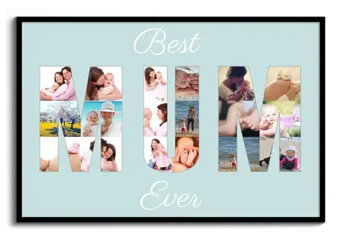 Fotocollage mit Schriftzug MUM Best Ever zB Geschenk fuer Muttertag