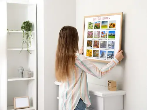 Natur-Polaroid-Collage mit Jahreszeiten-Texte