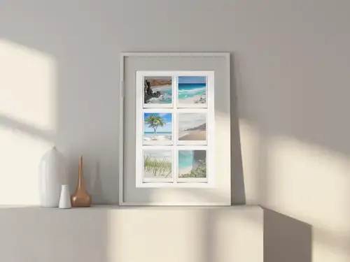 Natur-Polaroid-Collage mit Jahreszeiten-Texte